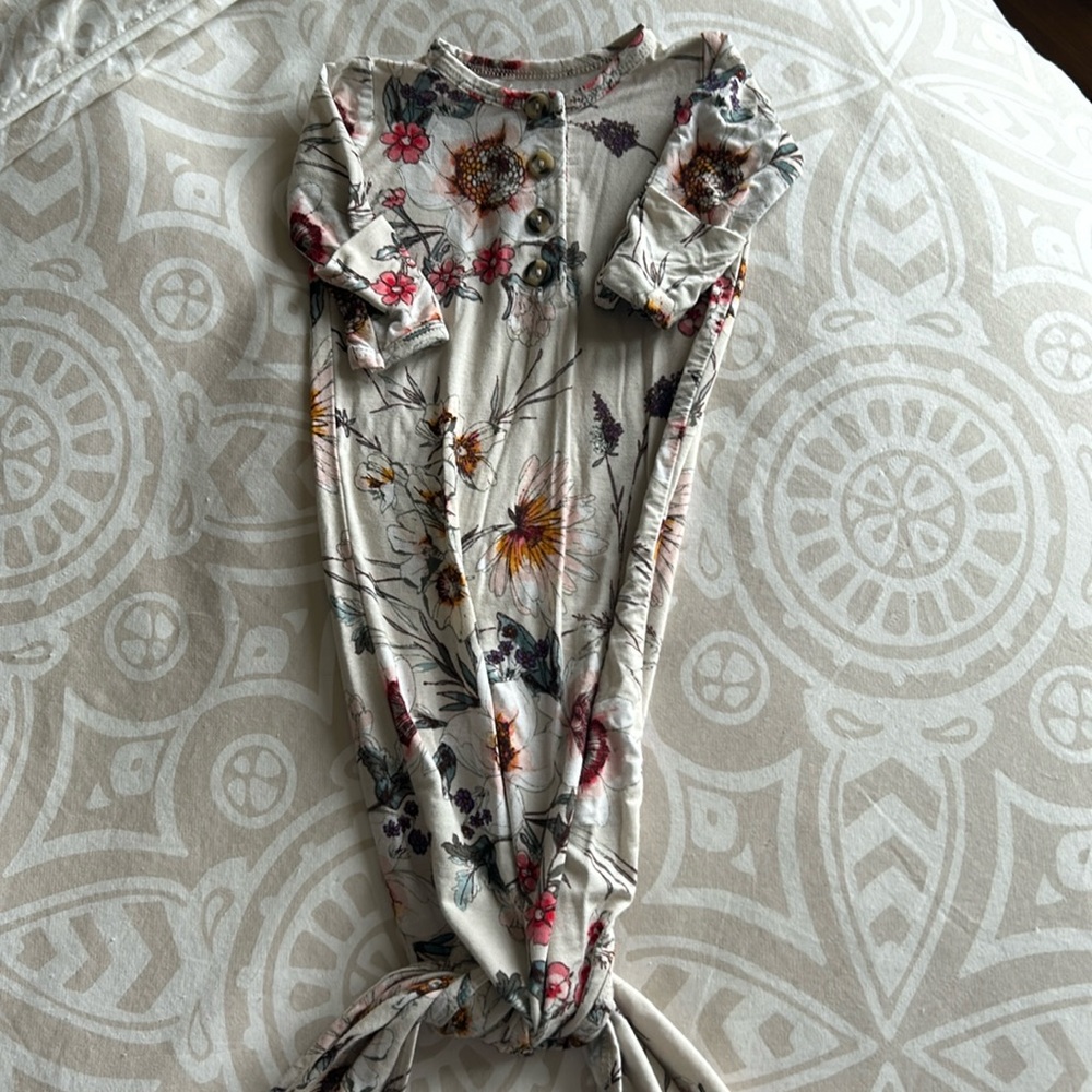 Lou Lou Co. Floral Print Knotted Gown